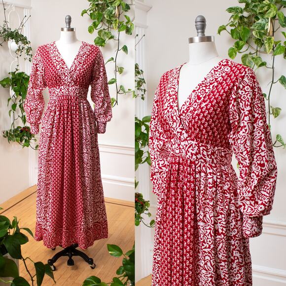 Gown Adini Clothing Vintage 1970s ADINI Dress 70s Floral Indian